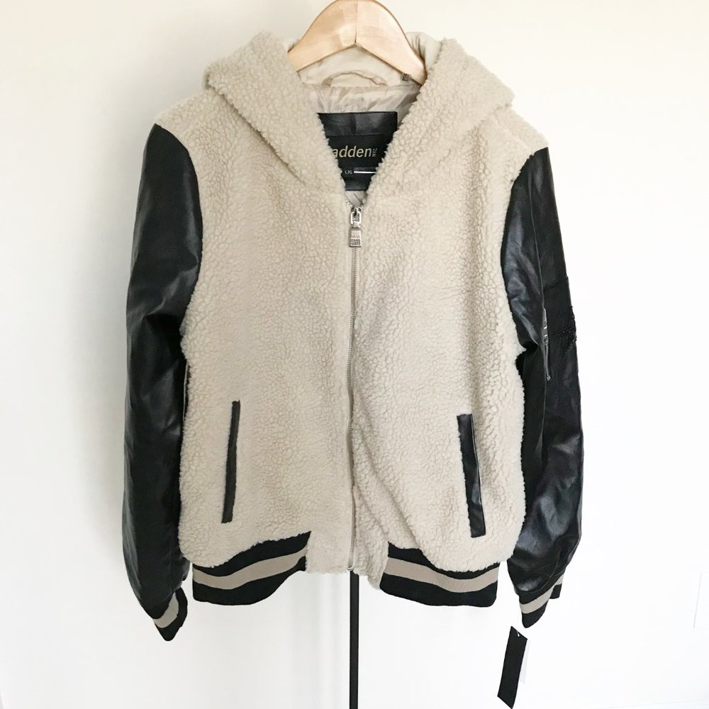 Madden NYC Varsity Bomber Sherpa Jacket L